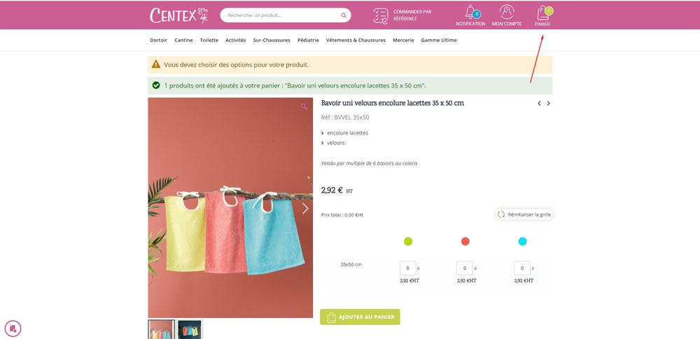 Centex voir le panier